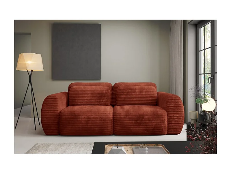 Canapé Convertible 3 Places CLADIA en velours côtelé grosse maille