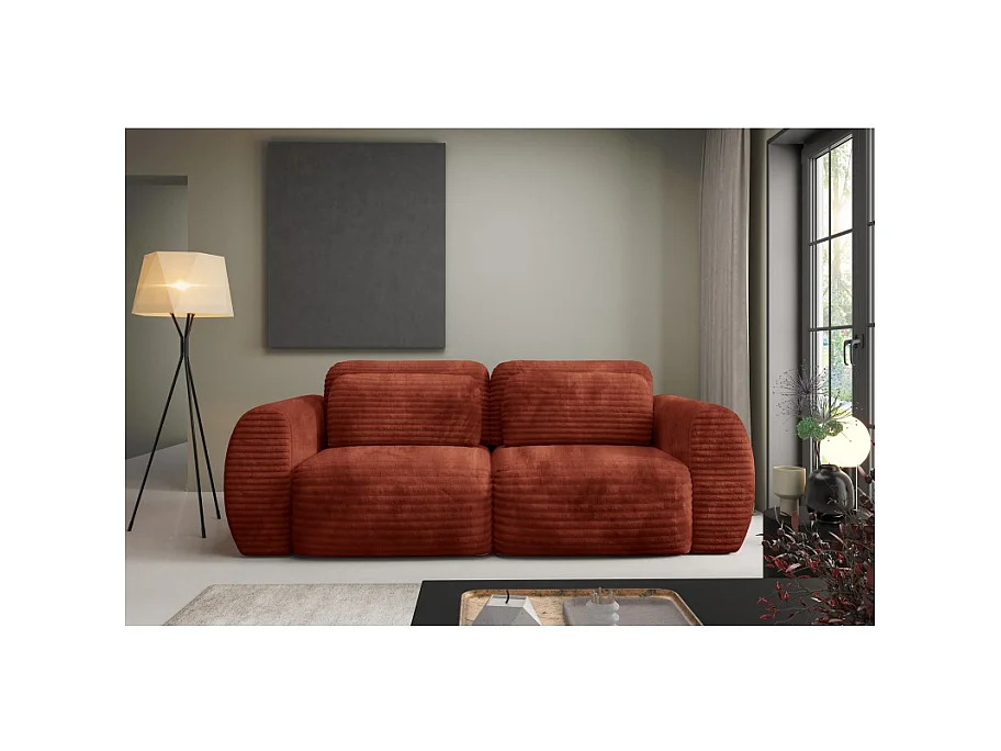 Canapé Convertible 3 Places CLADIA en velours côtelé grosse maille