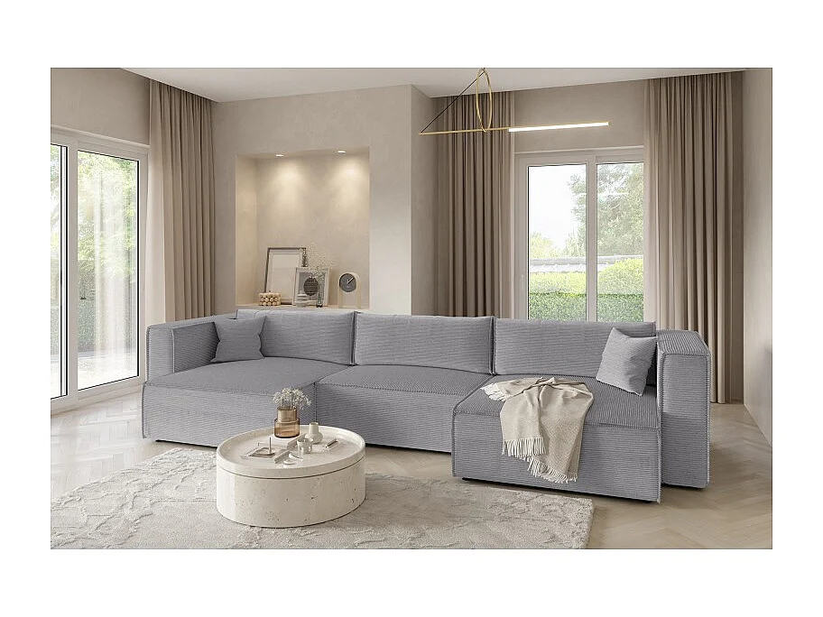 Canapé d'angle en U Convertible MONIYA en velours côtelé