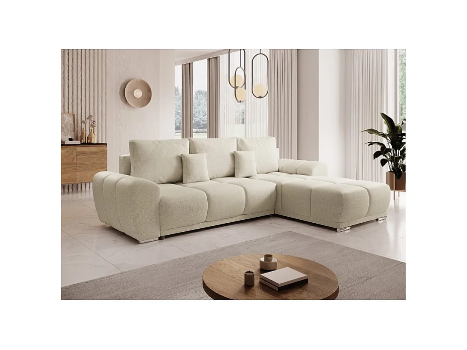 Canapé d'angle convertible BELUGIA en tissu anti tâche hydrophobe