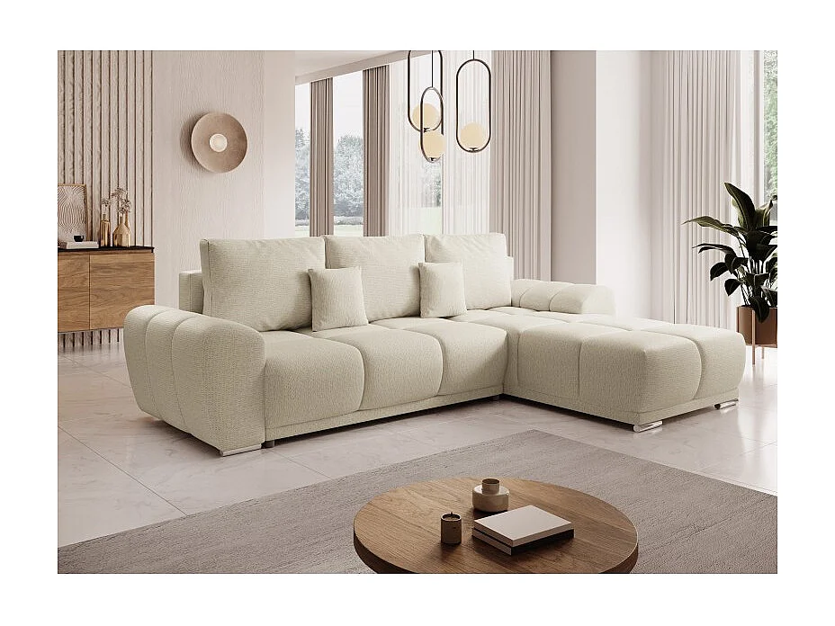 Canapé d'angle convertible BELUGIA en tissu anti tâche hydrophobe