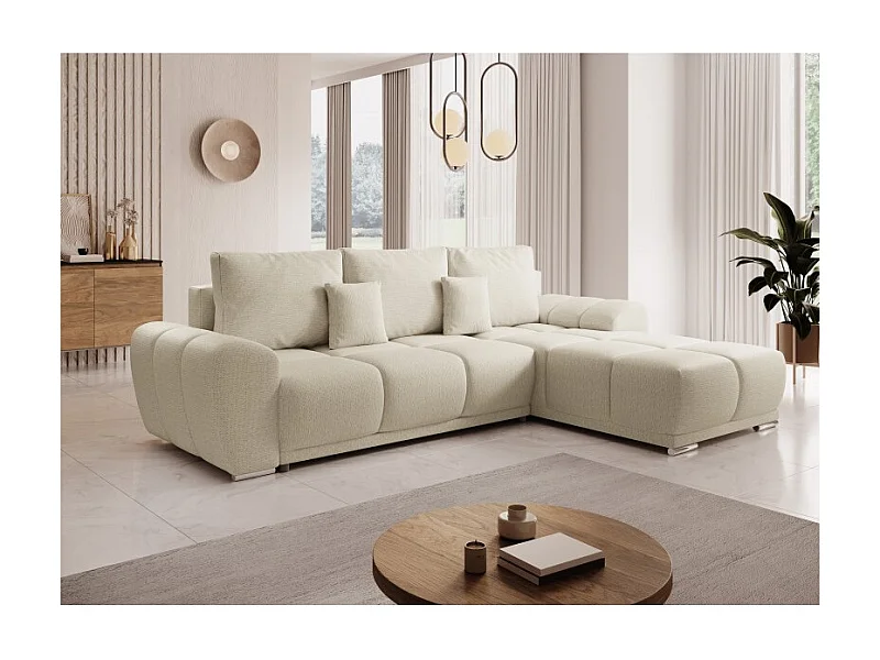 Canapé d'angle convertible BELUGIA en tissu anti tâche hydrophobe