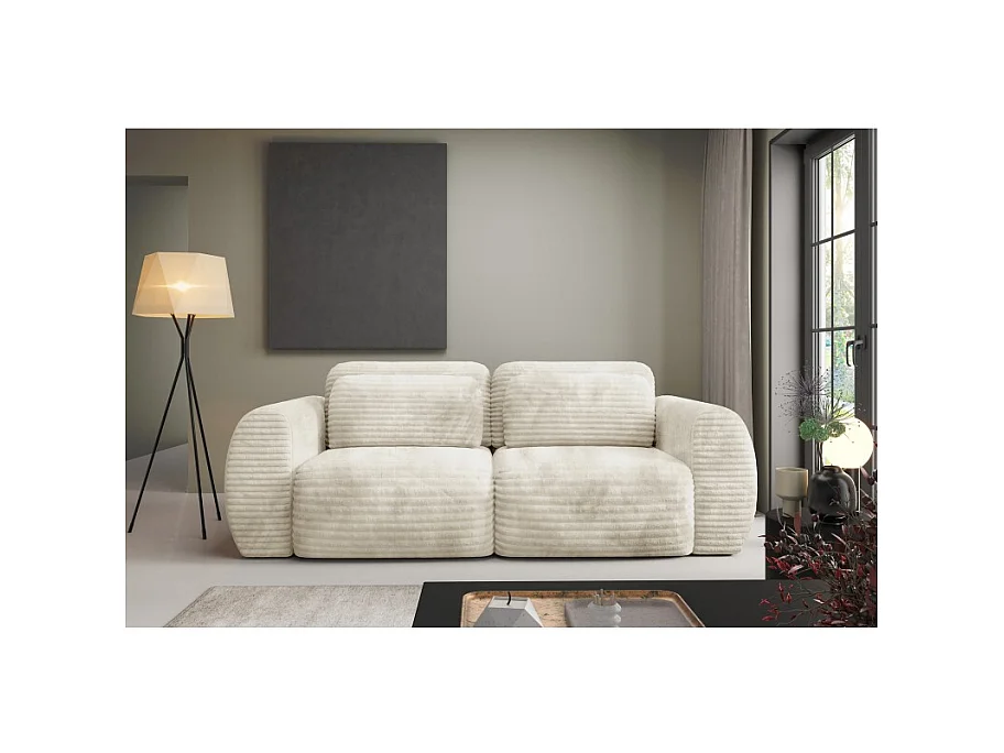 Canapé Convertible 3 Places CLADIA en velours côtelé grosse maille