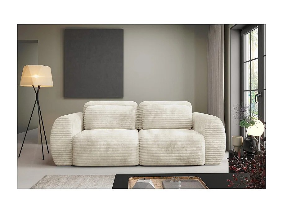 Canapé Convertible 3 Places CLADIA en velours côtelé grosse maille