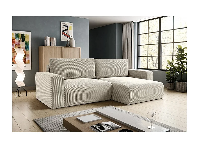 Canapé d’angle convertible GAYAO en velours côtelé