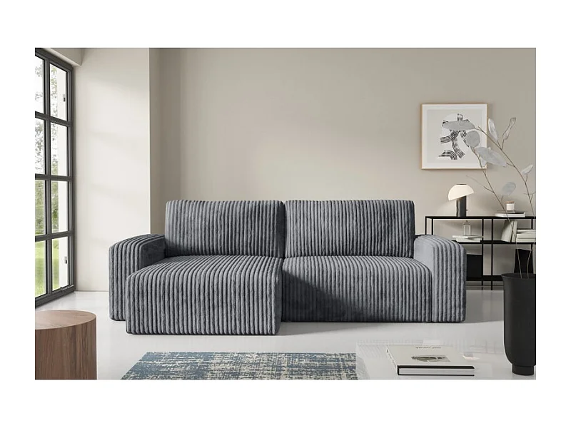 Canapé d'angle convertible BRIGIA en velours côtelé