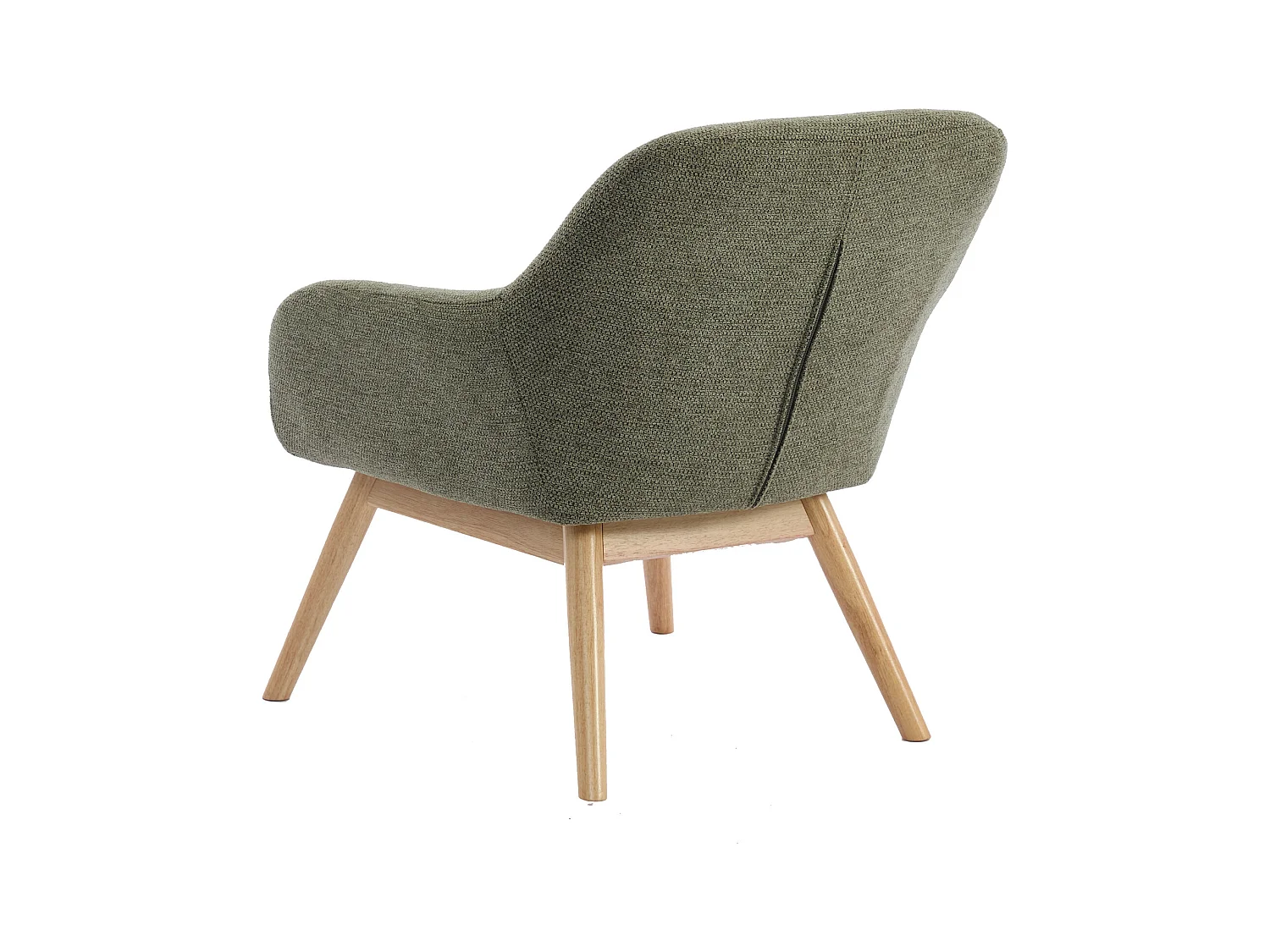 MALMO-Fauteuil en bois naturel et tissu Trendy Sauge