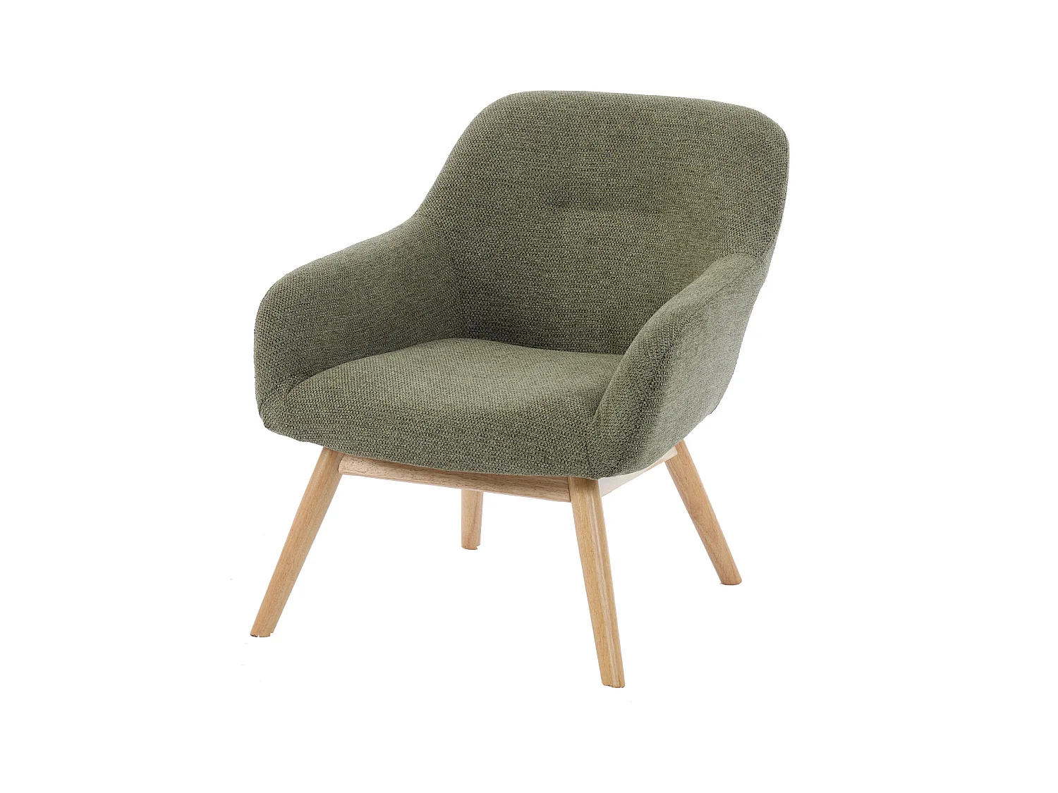 MALMO-Sillón de madera natural y tela Trendy Sauge