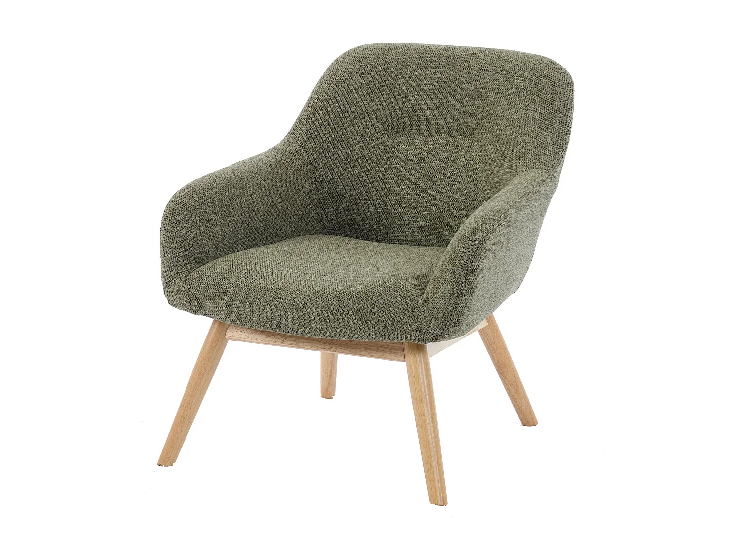 MALMO-Sillón de madera natural y tela Trendy Sauge