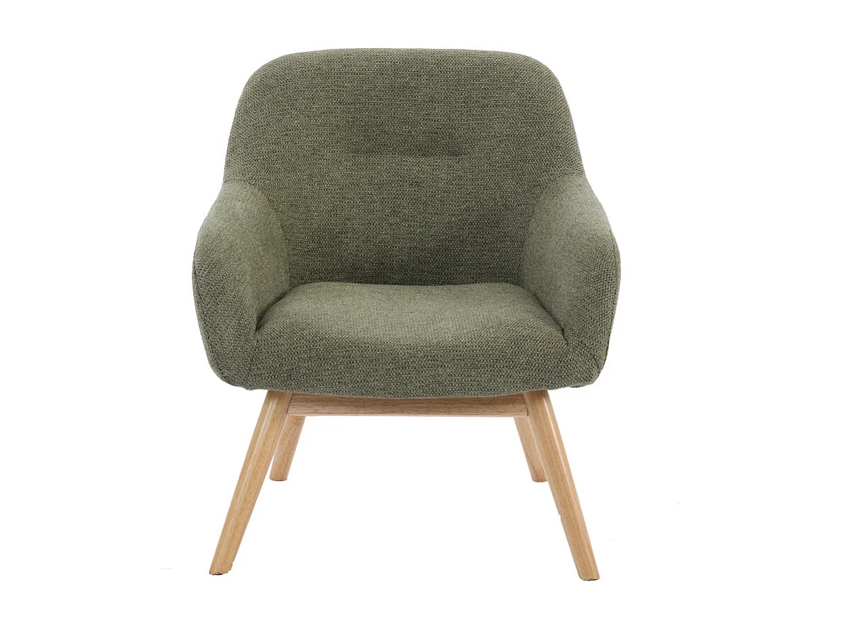 MALMO-Sillón de madera natural y tela Trendy Sauge