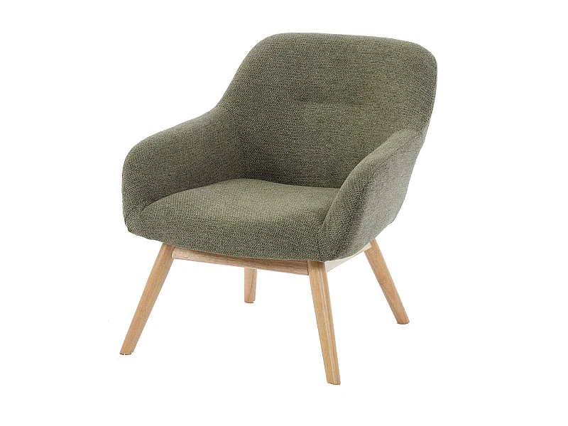MALMO-Sillón de madera natural y tela Trendy Sauge