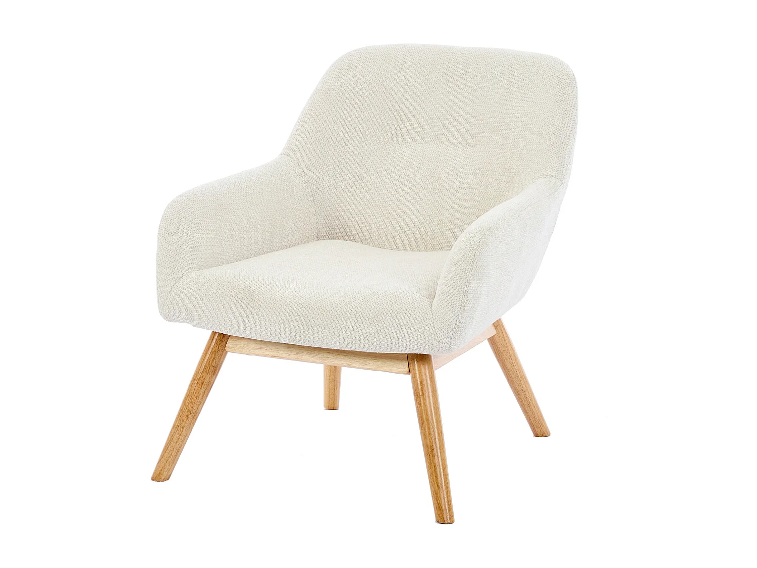 MALMO-Fauteuil en bois naturel et tissu Trendy Beige
