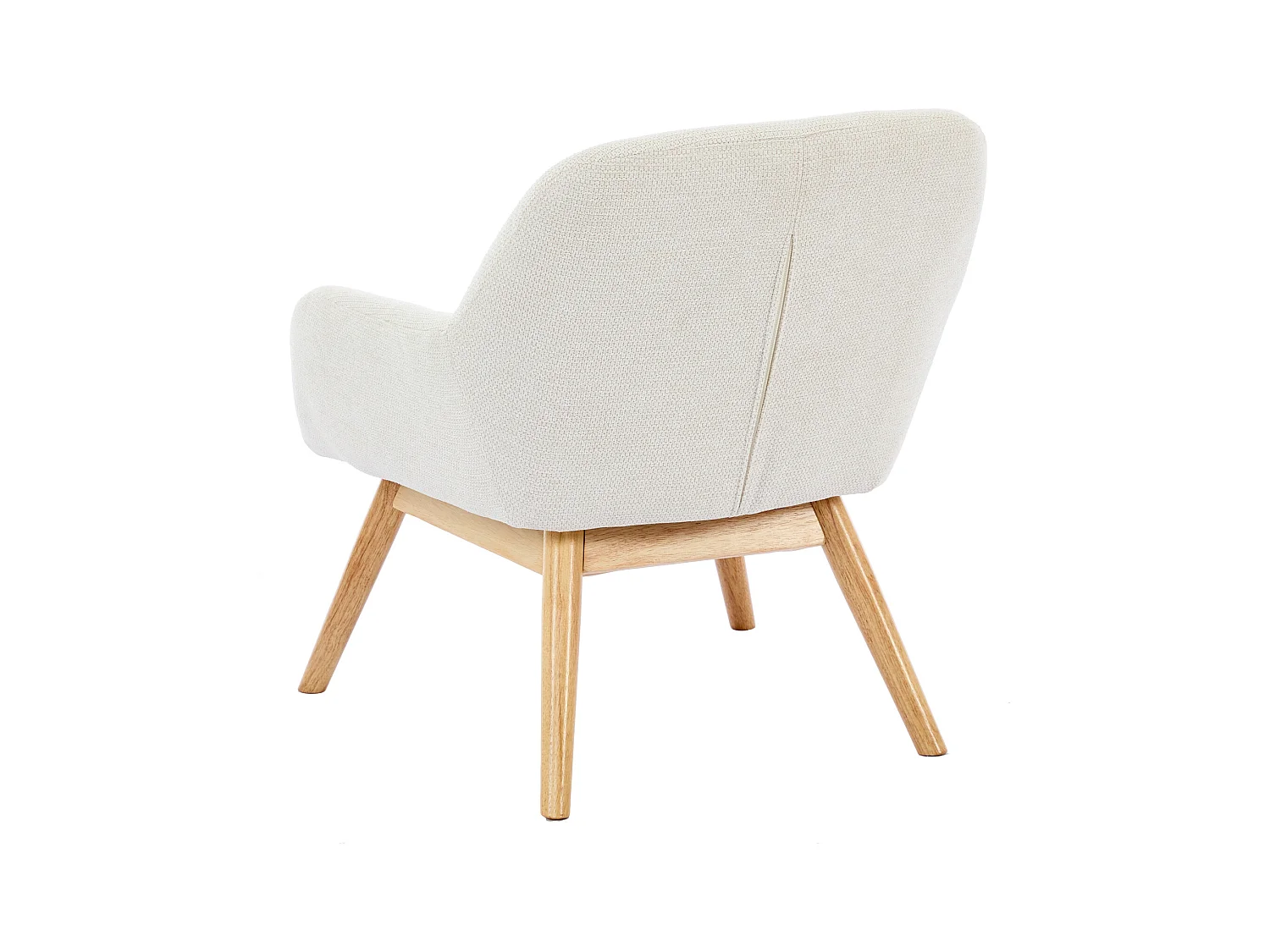 MALMO-Fauteuil en bois naturel et tissu Trendy Beige