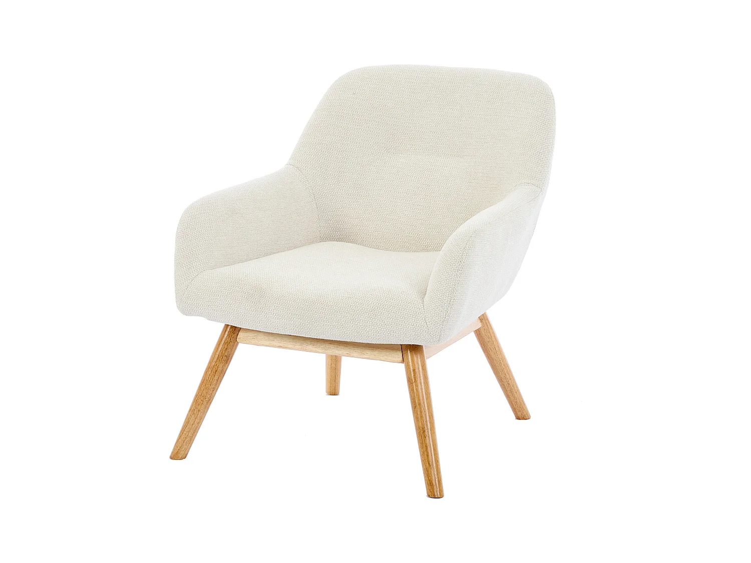 MALMO-Sillón de madera natural y tela Trendy Beige