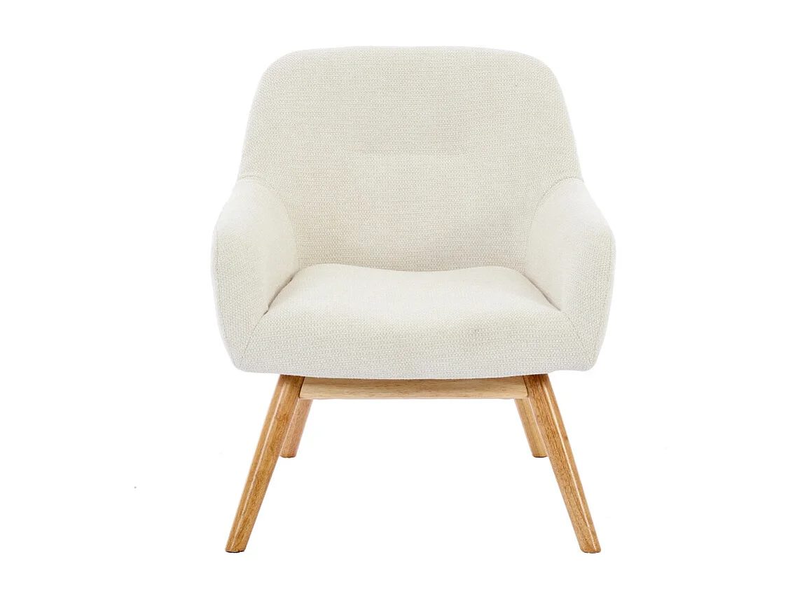 MALMO-Sillón de madera natural y tela Trendy Beige