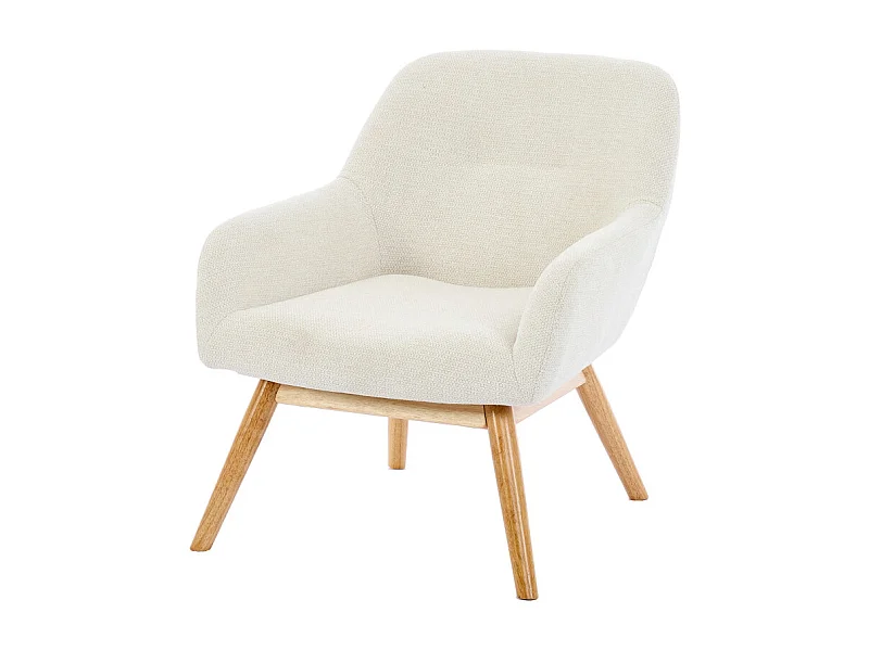 MALMO-Sillón de madera natural y tela Trendy Beige