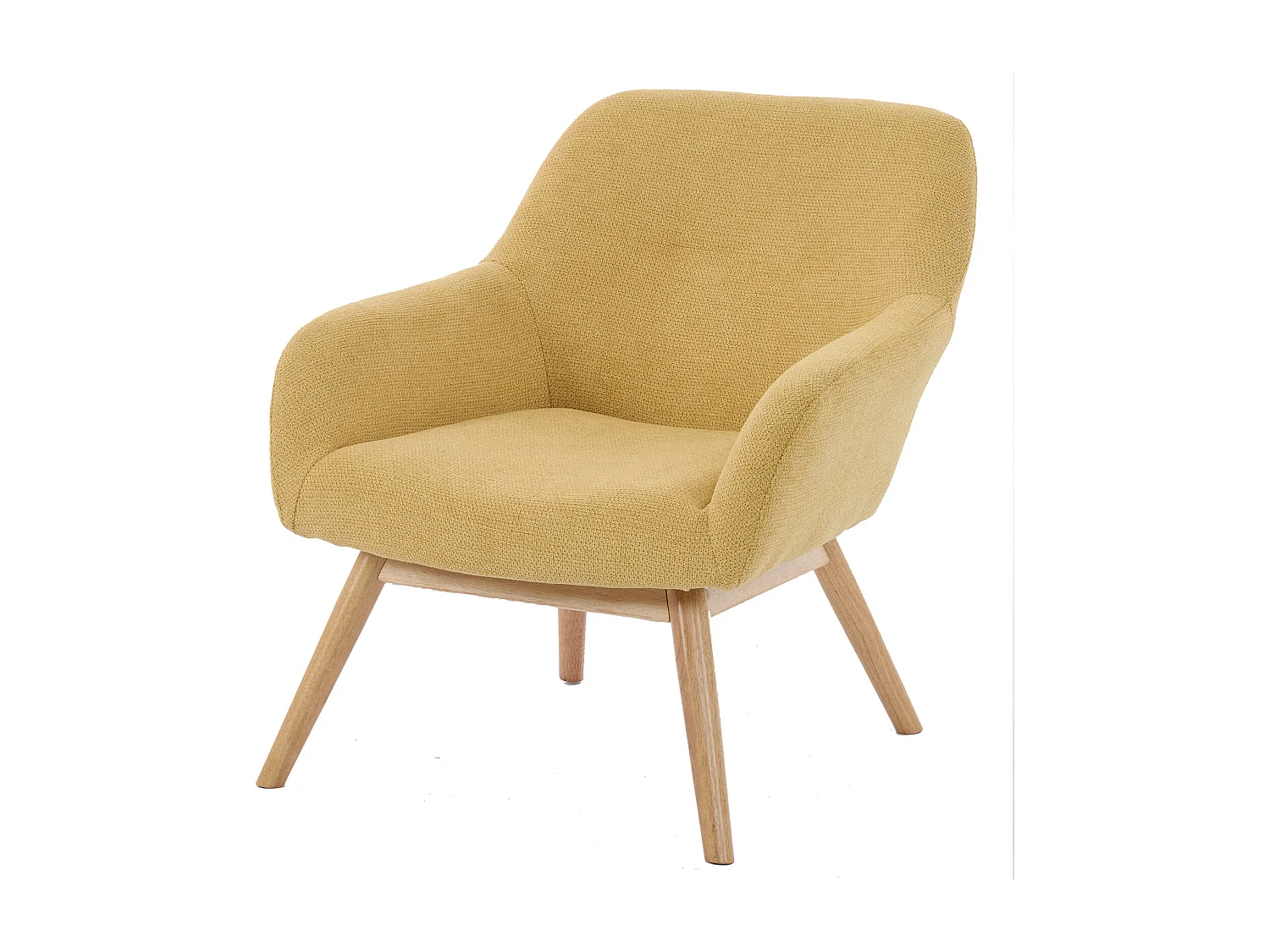 MALMO-Fauteuil en bois naturel et tissu Trendy Safran