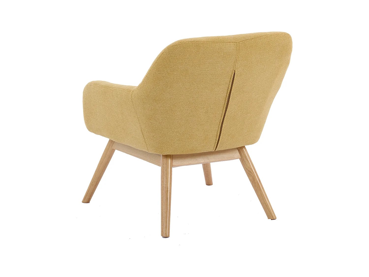 MALMO-Fauteuil en bois naturel et tissu Trendy Safran