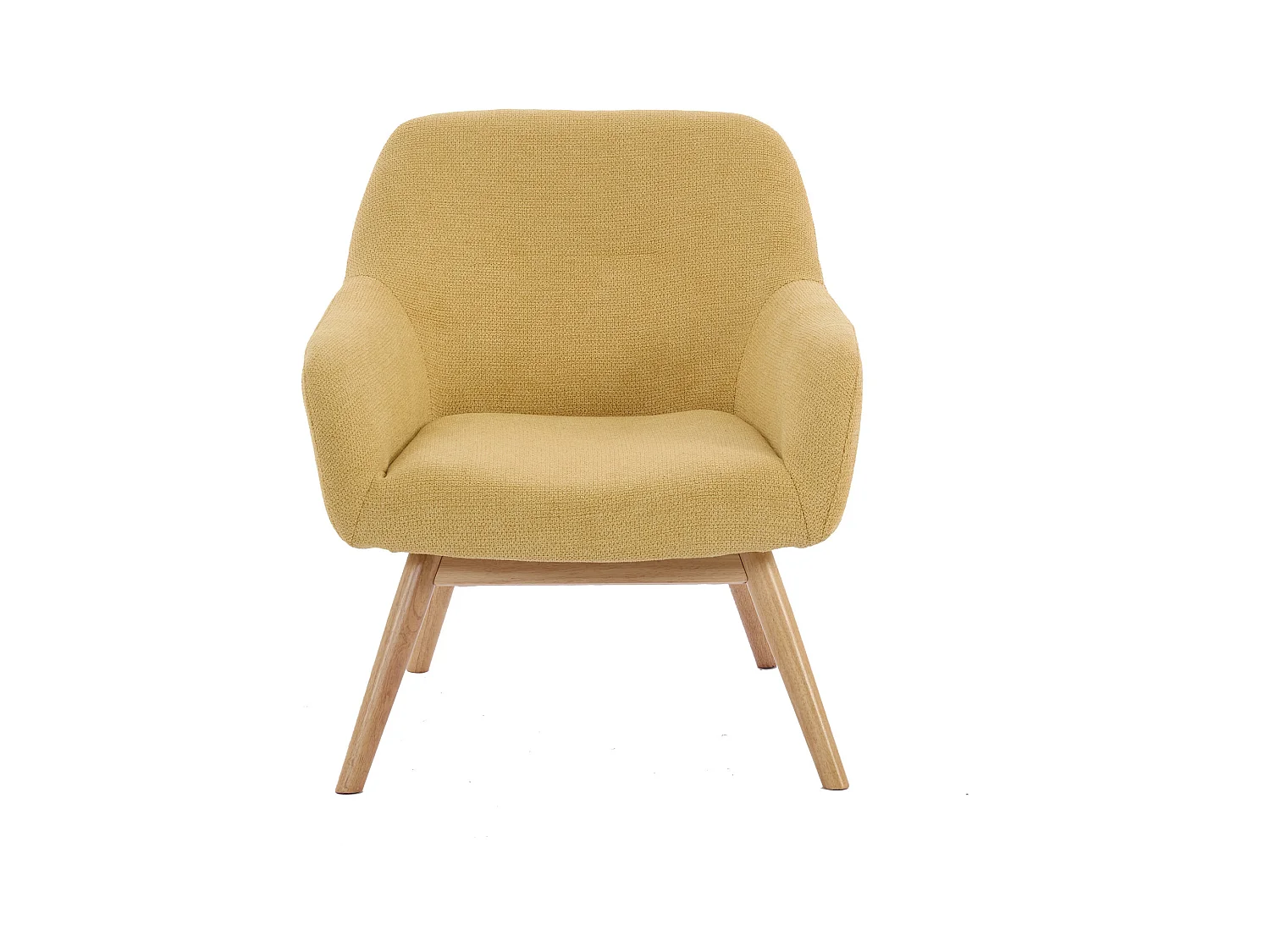 MALMO-Fauteuil en bois naturel et tissu Trendy Safran