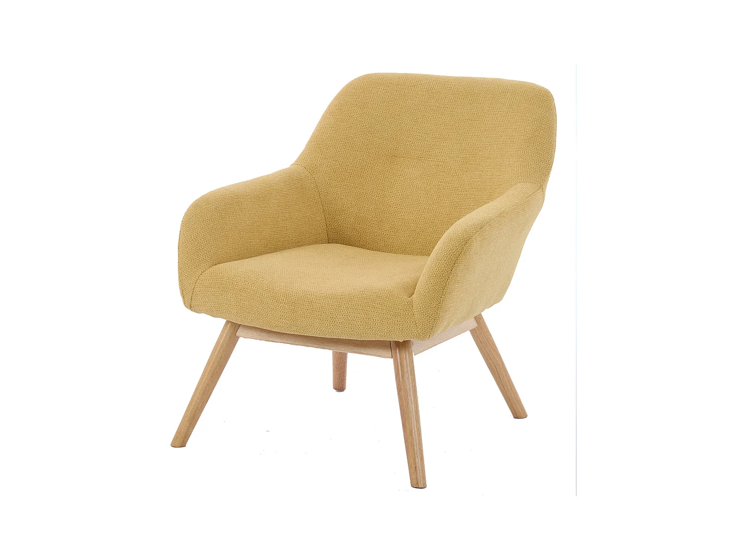 MALMO-Sillón de madera natural y tela Trendy Safran