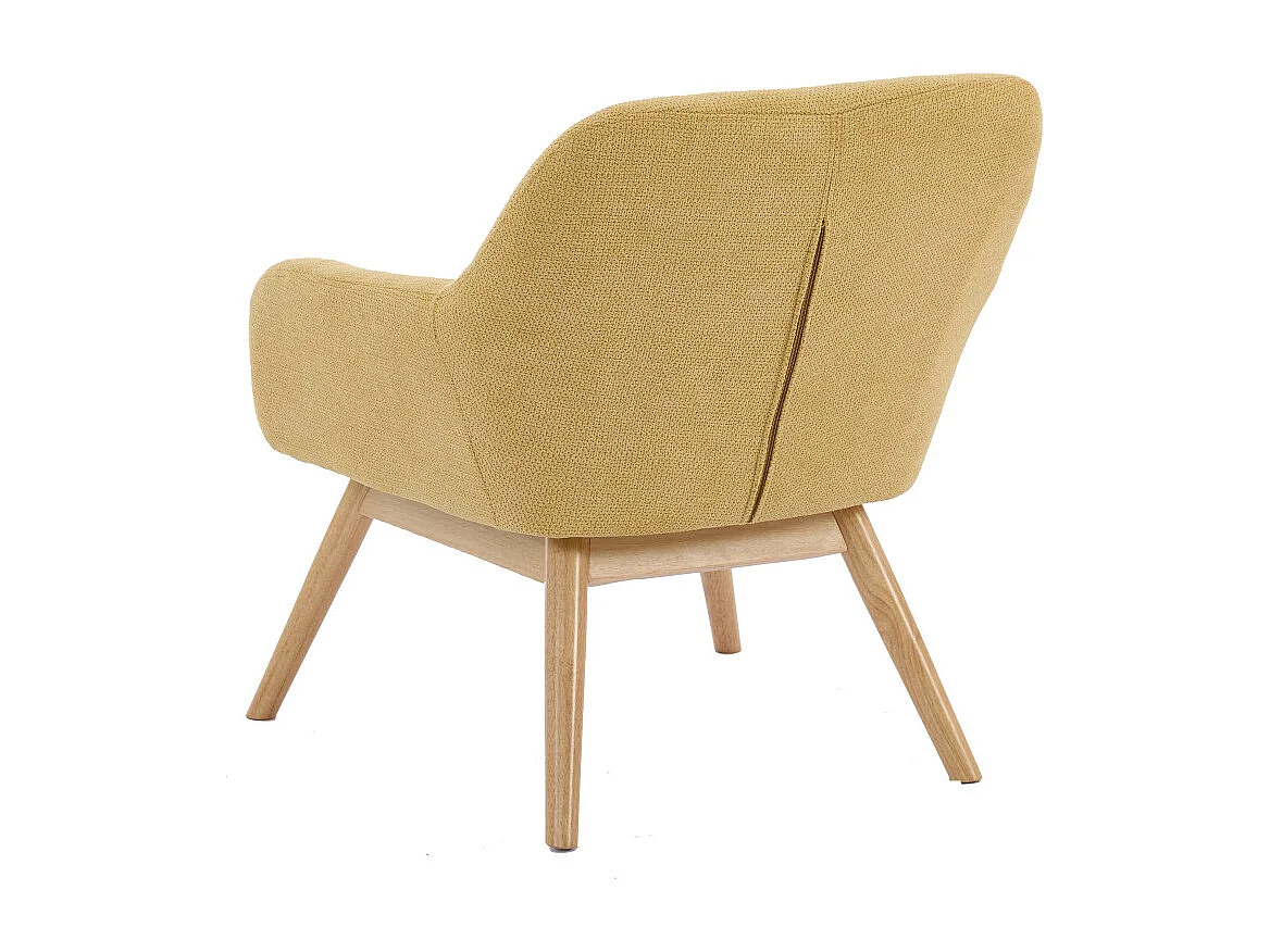 MALMO-Sillón de madera natural y tela Trendy Safran