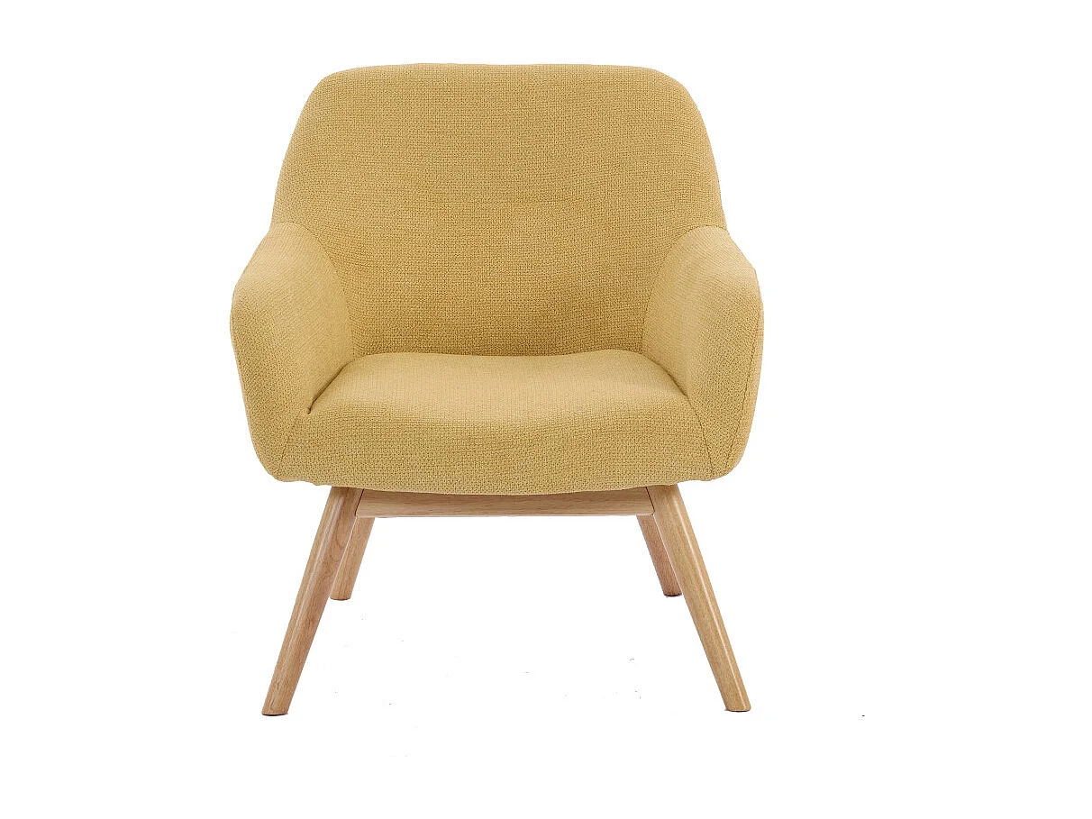 MALMO-Sillón de madera natural y tela Trendy Safran