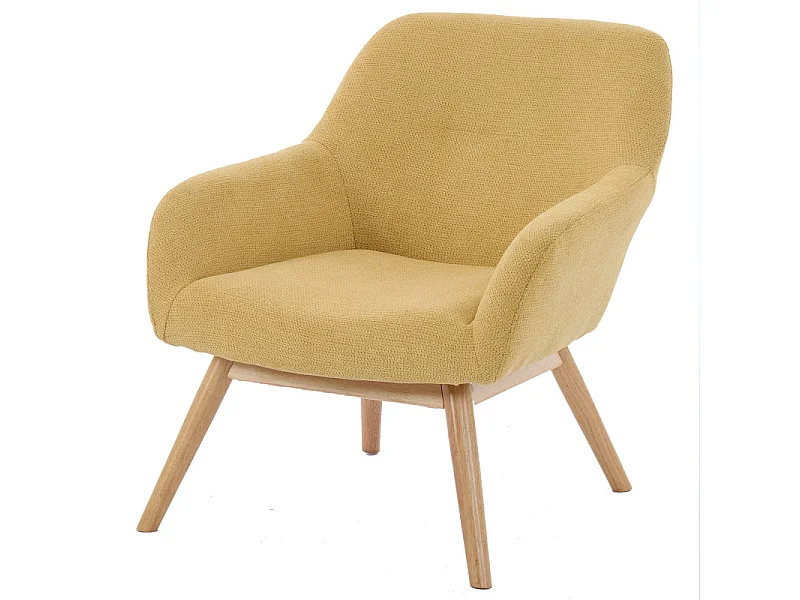 MALMO-Fauteuil en bois naturel et tissu Trendy safran