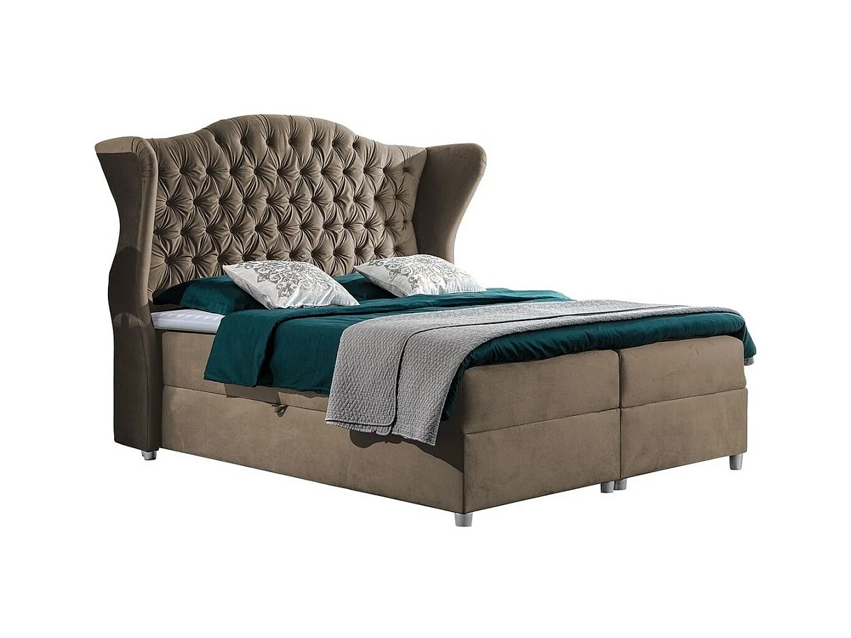 Cama continental Baltimore 145, Continental, Castanho claro, Tecido