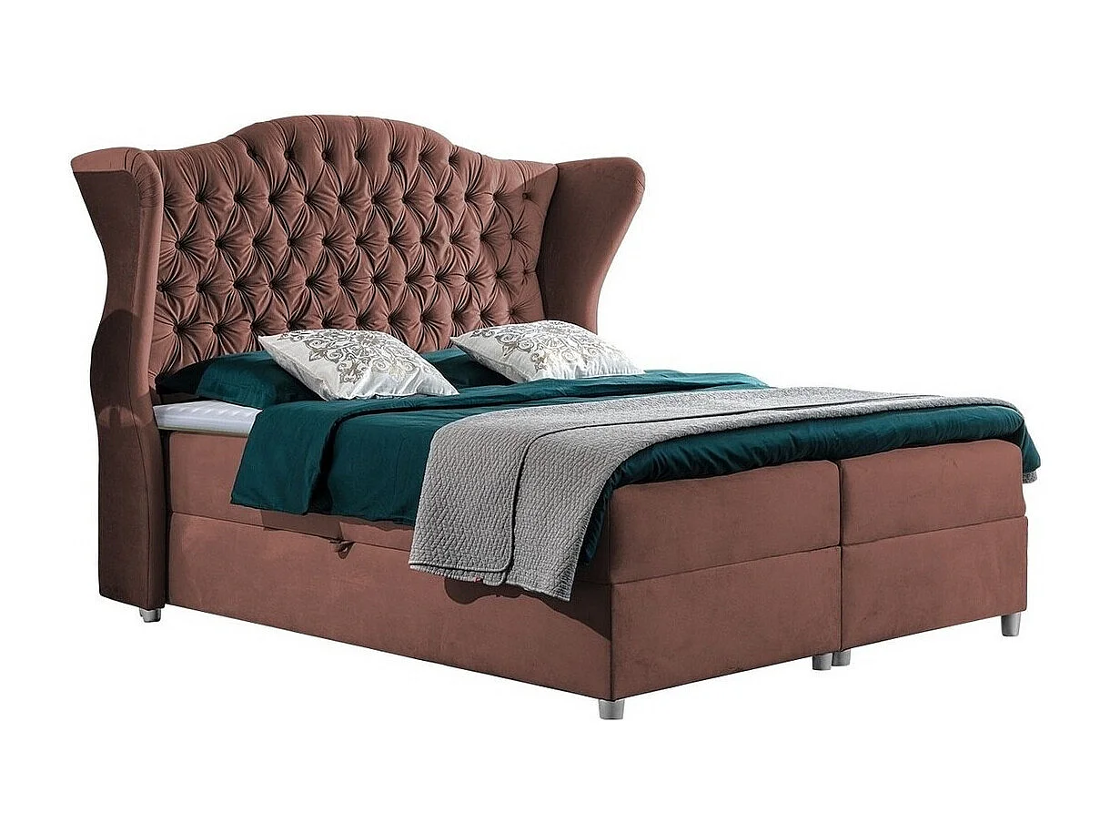 Cama continental Baltimore 145, Continental, Rosa, 160x200, Tapiz, Somieres, 198x210cm