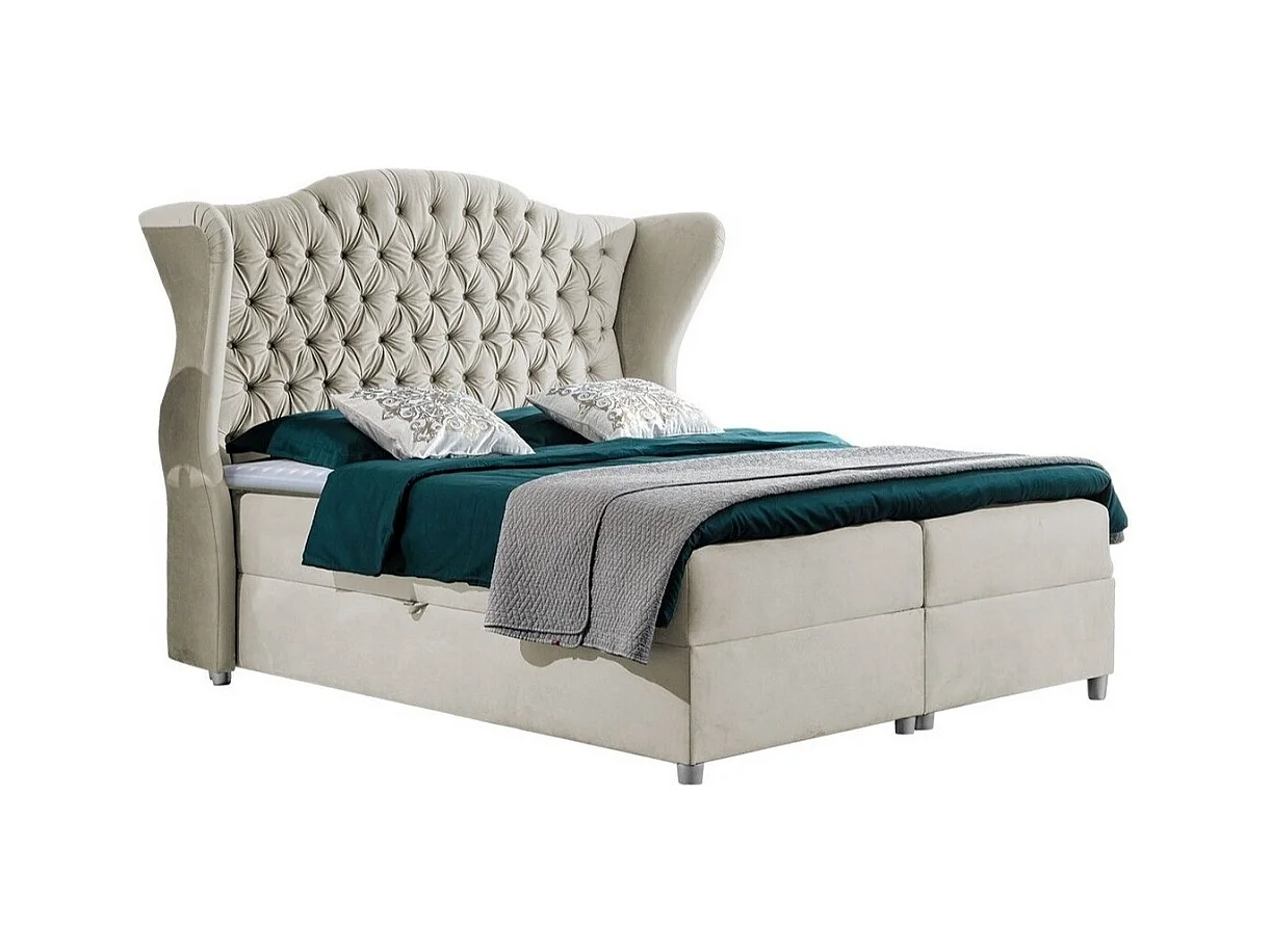 Cama continental Baltimore 145, Continental, Castanho claro, Tecido