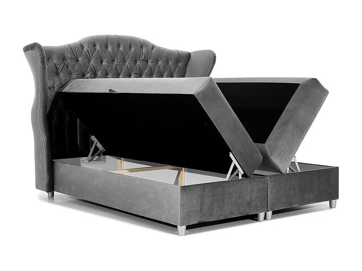 Lit continental Baltimore 145, Continental, Bleu, 160x200, Tissu, Disponible, 198x210cm