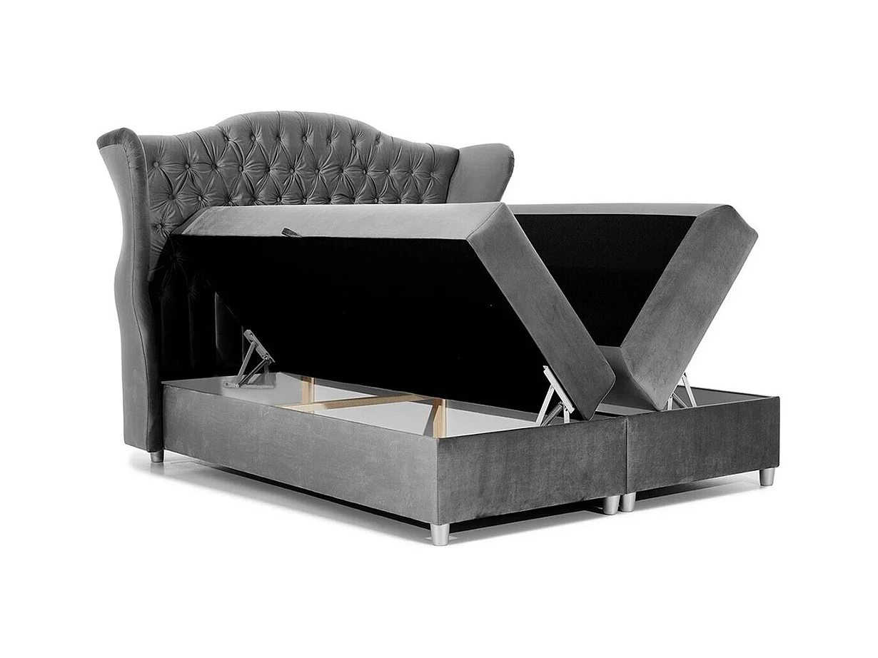 Cama continental Baltimore 145, Continental, Negro, 160x200, Tapiz, Somieres, 198x210cm