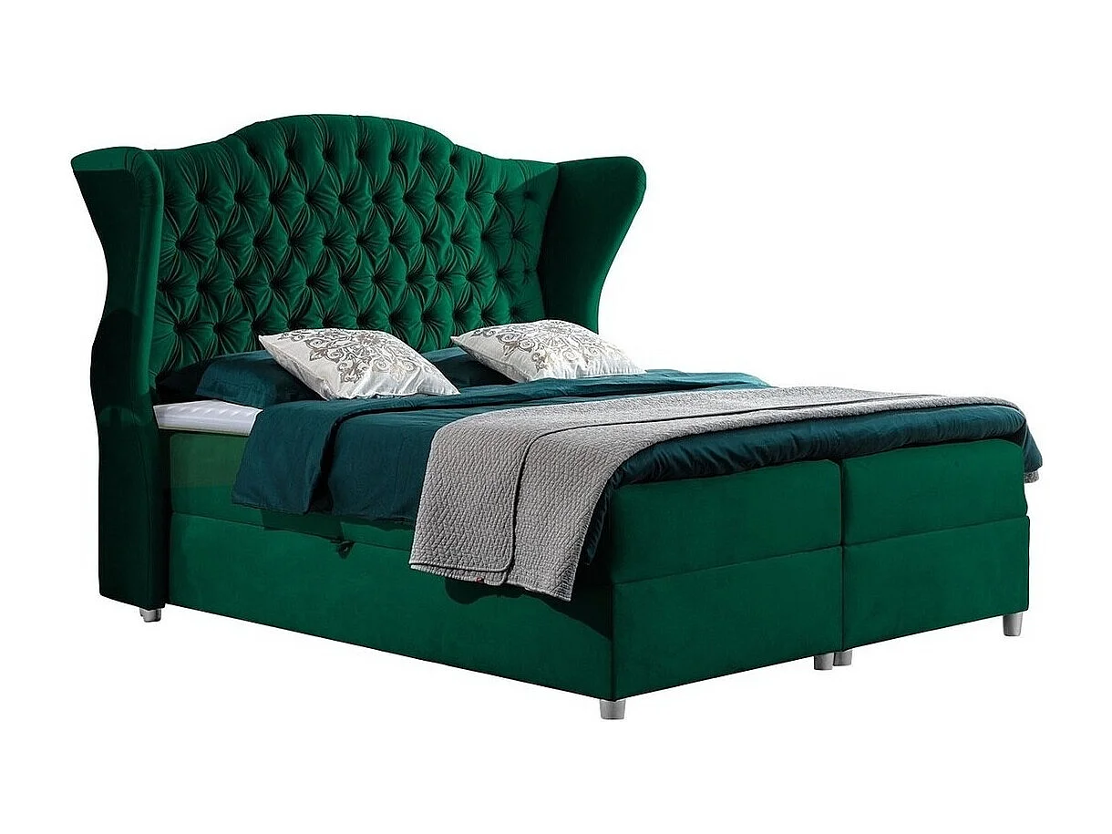 Cama continental Baltimore 145, Continental, Verde, 160x200, Tapiz, Somieres, 198x210cm