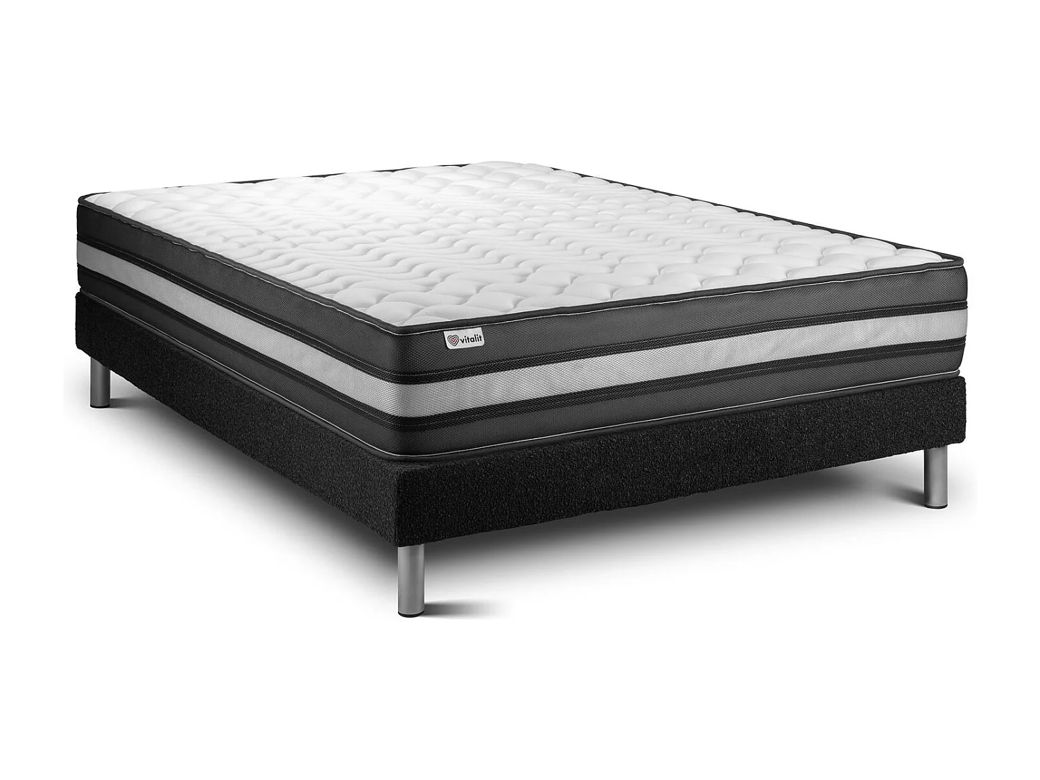 Pack sommier colchão VITAL POWER ZEN 150 x 190 cm Sommier em Kit Preto