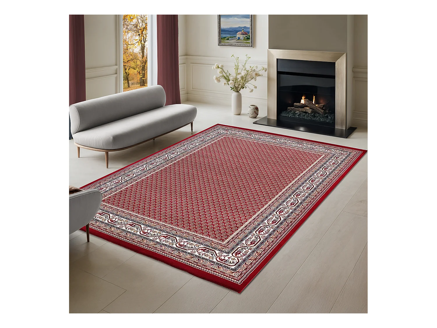 the carpet Kashmir - tapis classique oriental, Rouge, 80 x 150 cm