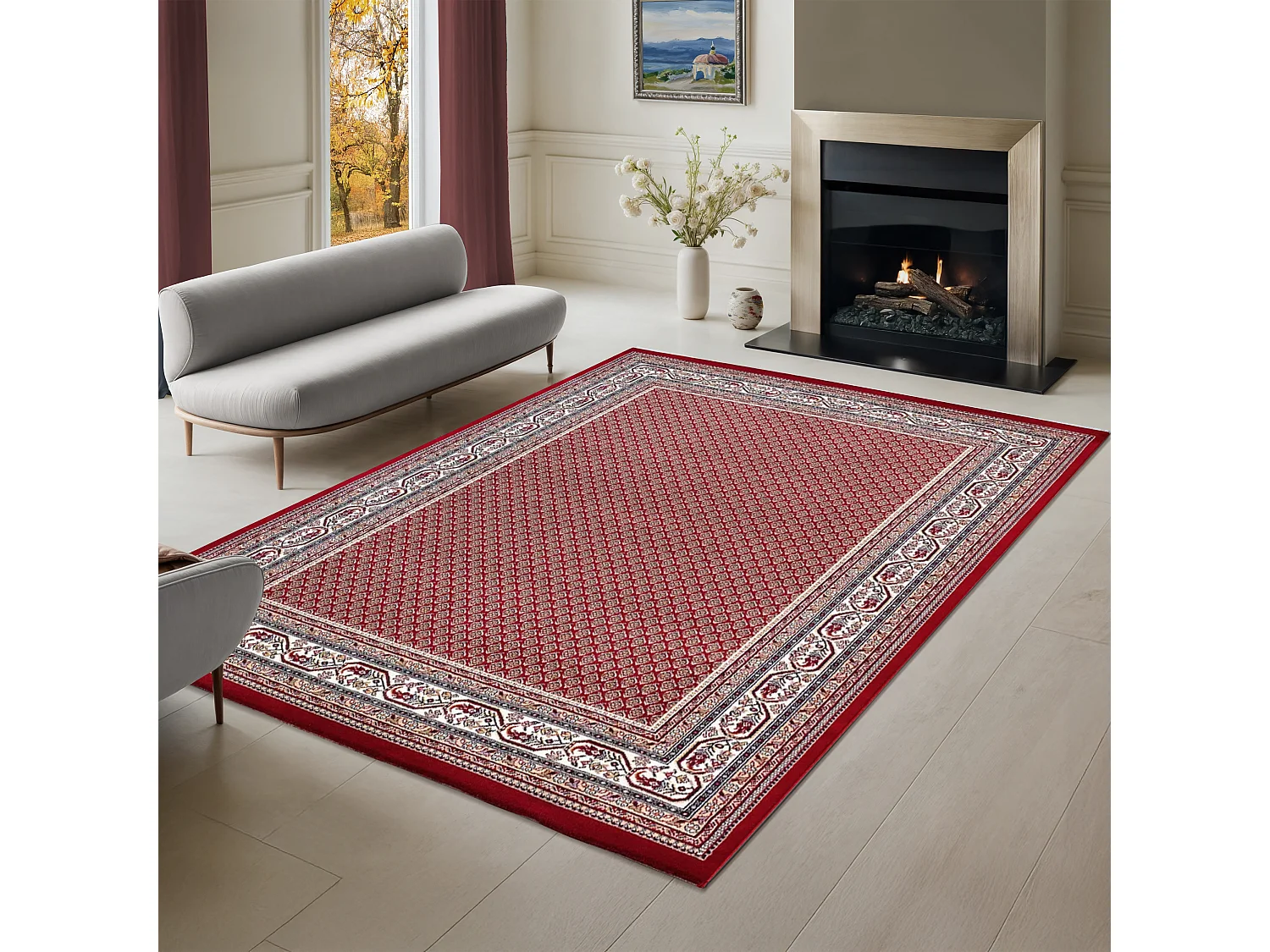 the carpet Kashmir - tapis classique oriental, Rouge, 80 x 150 cm