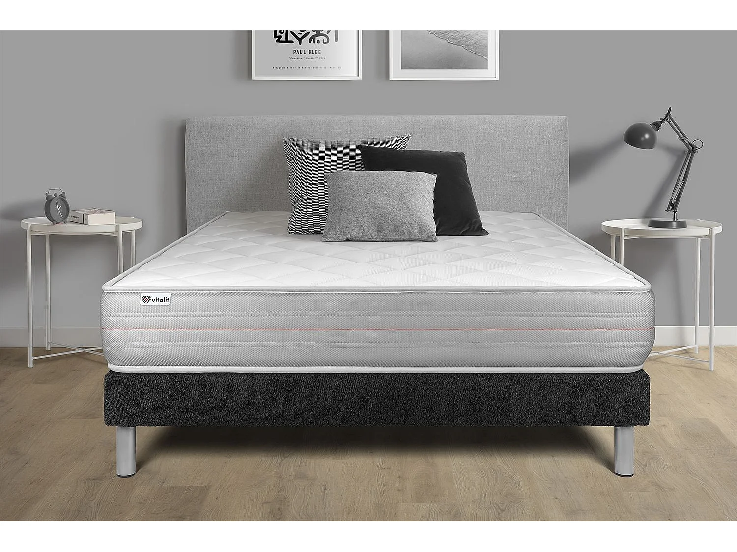 Conjunto VITALMEMO 150 x 200 cm somier Kit negro