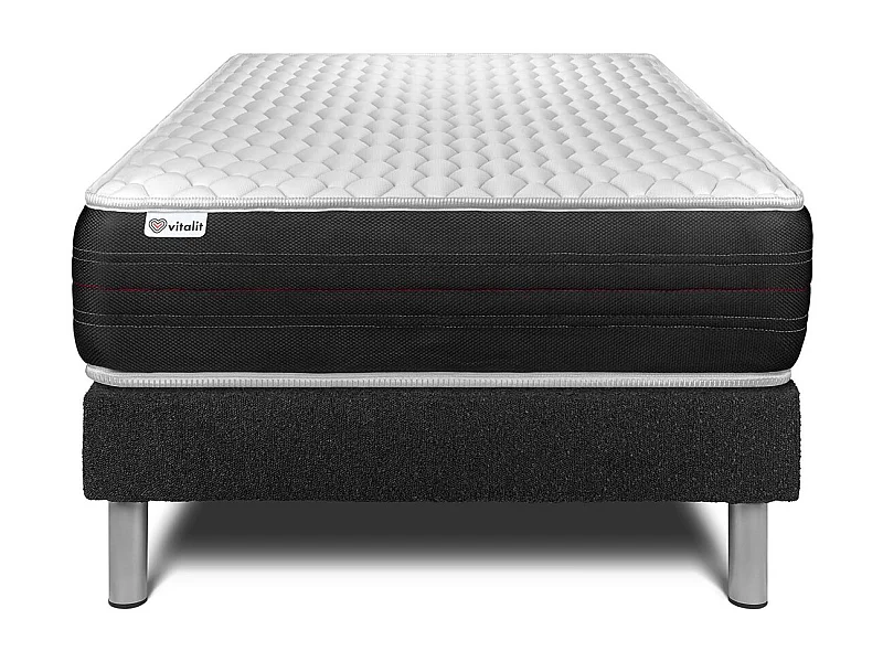 Matratzenset VITAL SPRING 120 x 190 cm Bettrahmen Kit Schwarz