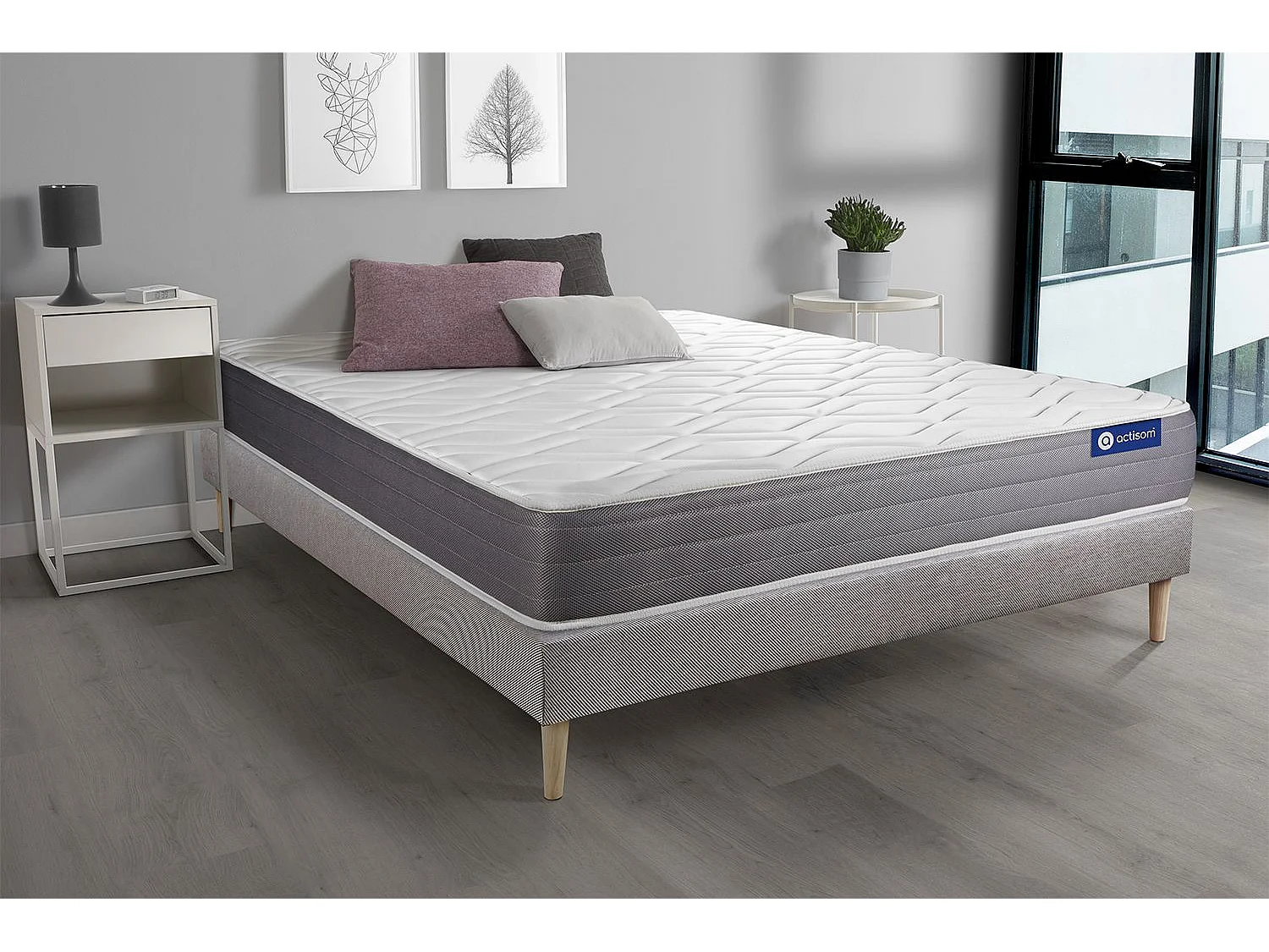 Actimemo dream matratze 150x190cm + Bettgestell mit lattenrost - Dicke : 22cm - Memory-schaum - H3