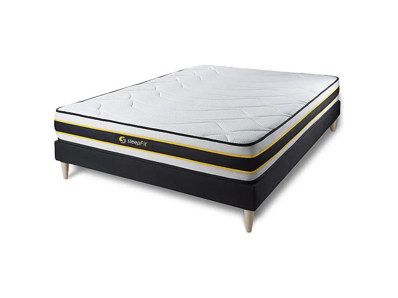 lattenbodem en FLEXY matras 135x190cm , matrasdikte : 22 cm , pocketveren en traagschuim , stevig, 3 comfortzones