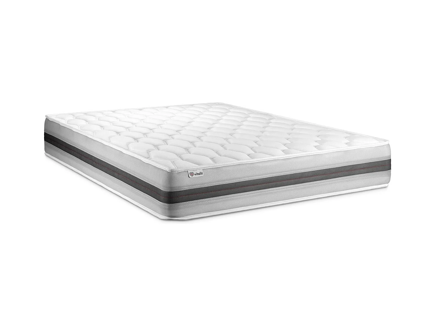 Pack lit complet - Matelas 160x200 cm + Sommier tapissier à lattes (en kit) + 2 oreillers + Couette - Vitalspring Recover