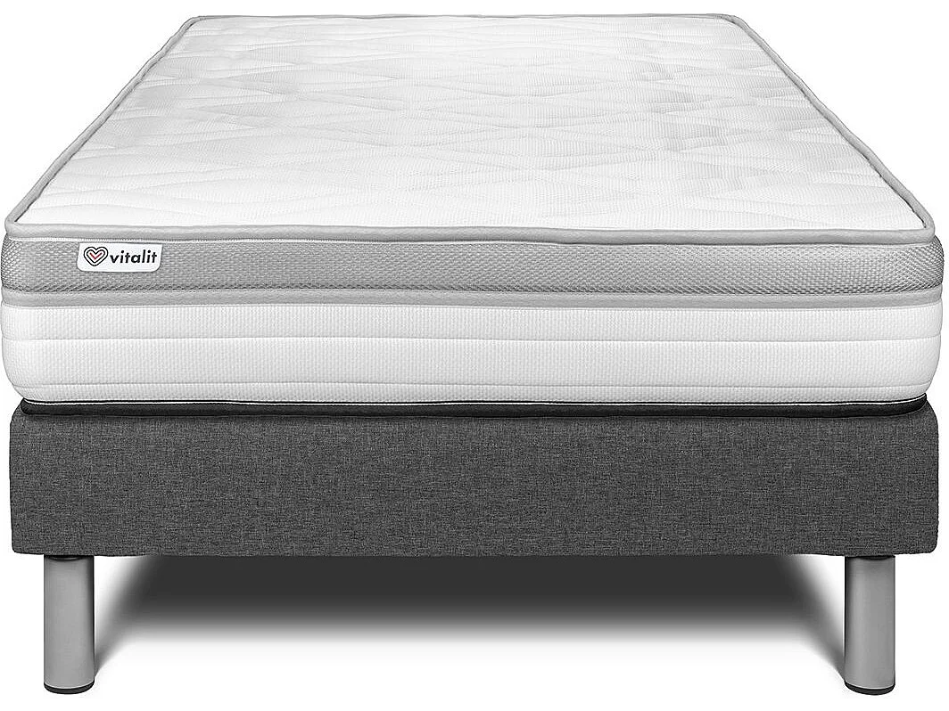 Conjunto de estrado gris + Colchão VITALIT VITAL RELAX ( 120 x 200 cm - Espuma )