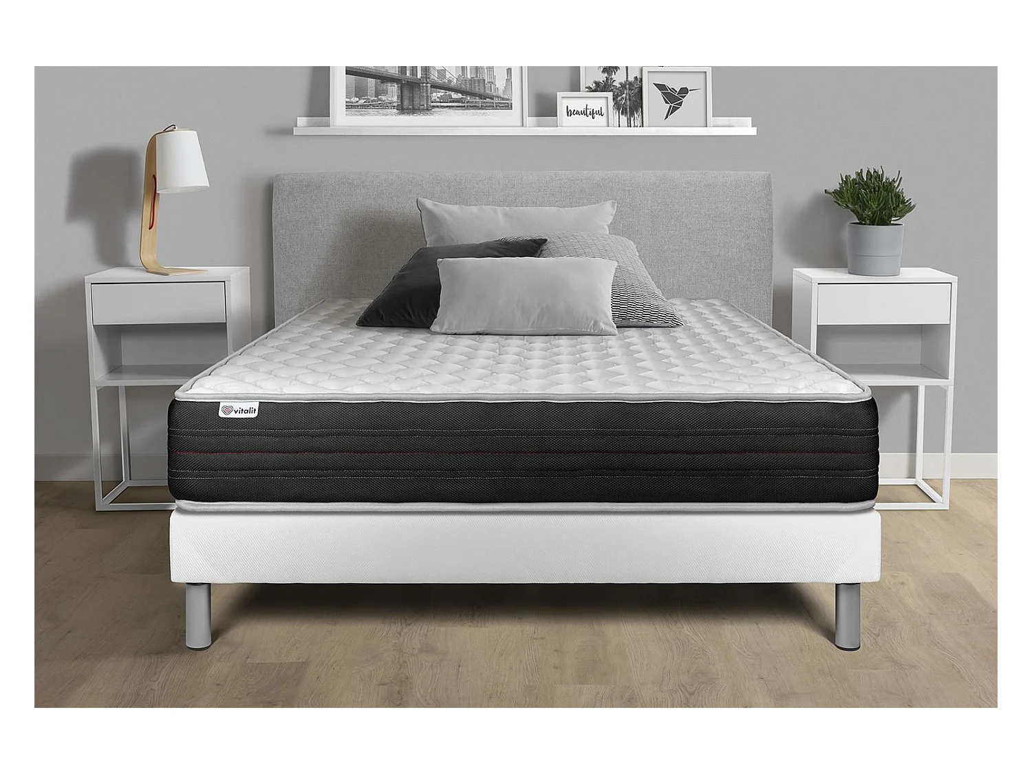 Ensemble Matelas Sommier 135x200 cm - Vitalmemo One