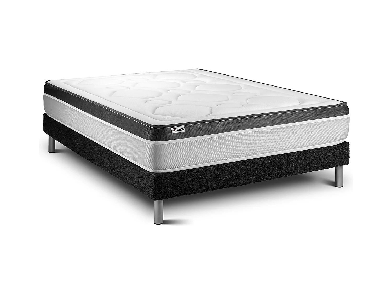 Pack sommier colchão VITAL ERGO 150 x 200 cm Sommier em Kit Preto