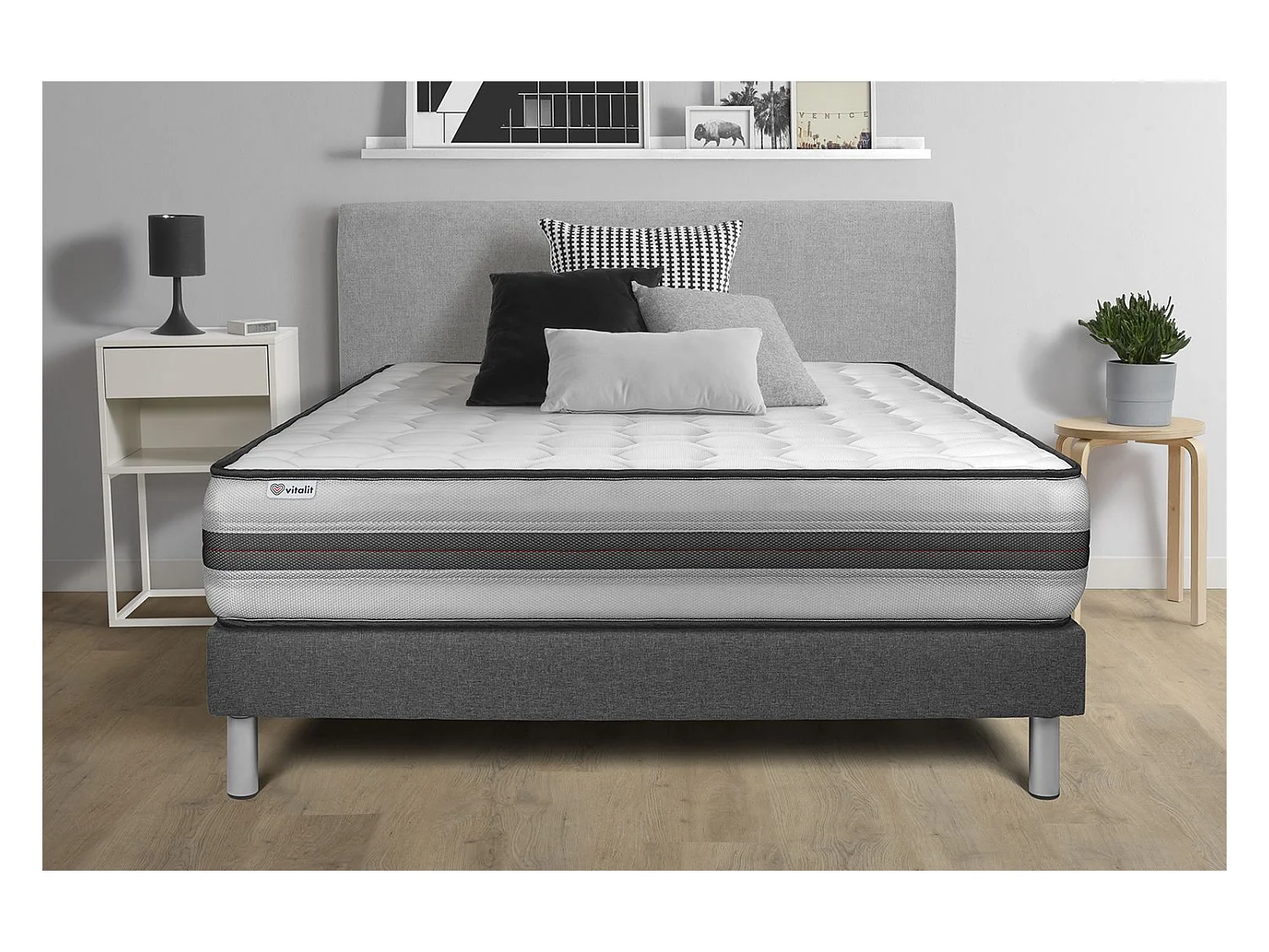 Matratzenset VITAL POWER RECOVER 120 x 200 cm Bettrahmen Kit Grau