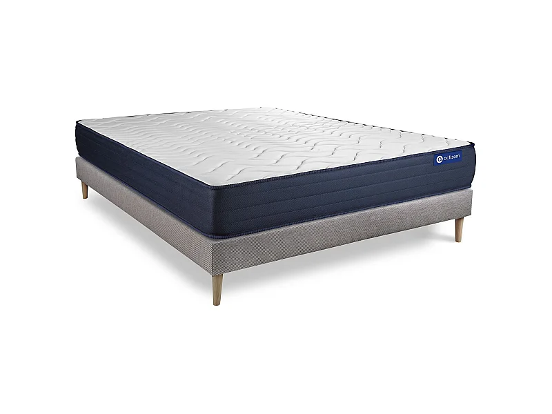 Actiflex life matratze 150x200cm + Bettgestell mit lattenrost - Dicke : 22cm - Taschenfederkern und Memory-schaum - H5