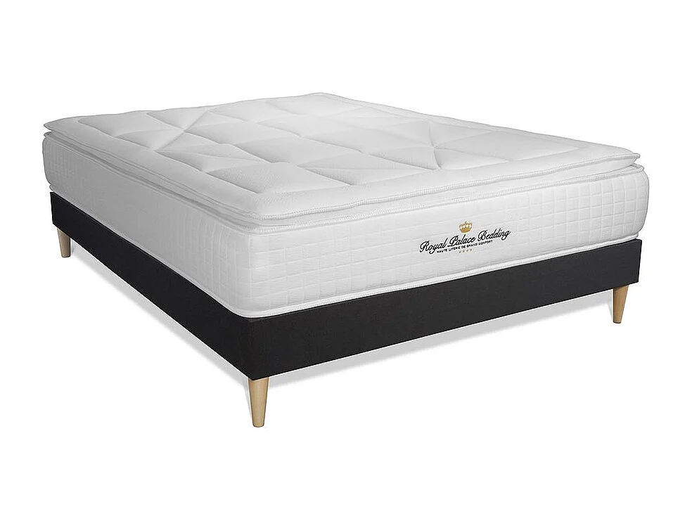 Komplettpaket - Matratze 160x200 cm + Boxspringbett mit Lattenrost (im Set) + 2 Kopfkissen + Bettdecke - George V
