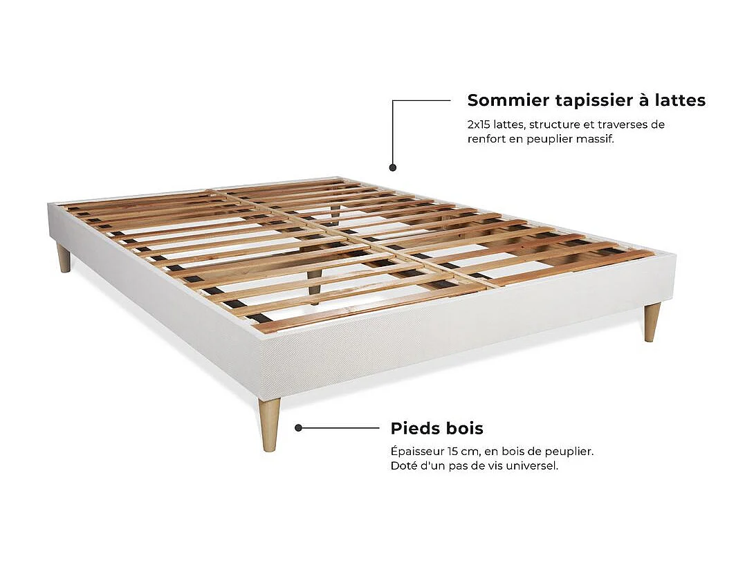 kit rete e materasso Windsor 120 x 190cm - Spessore : 26cm - memory foam e molle insacchettate - Bilanciato