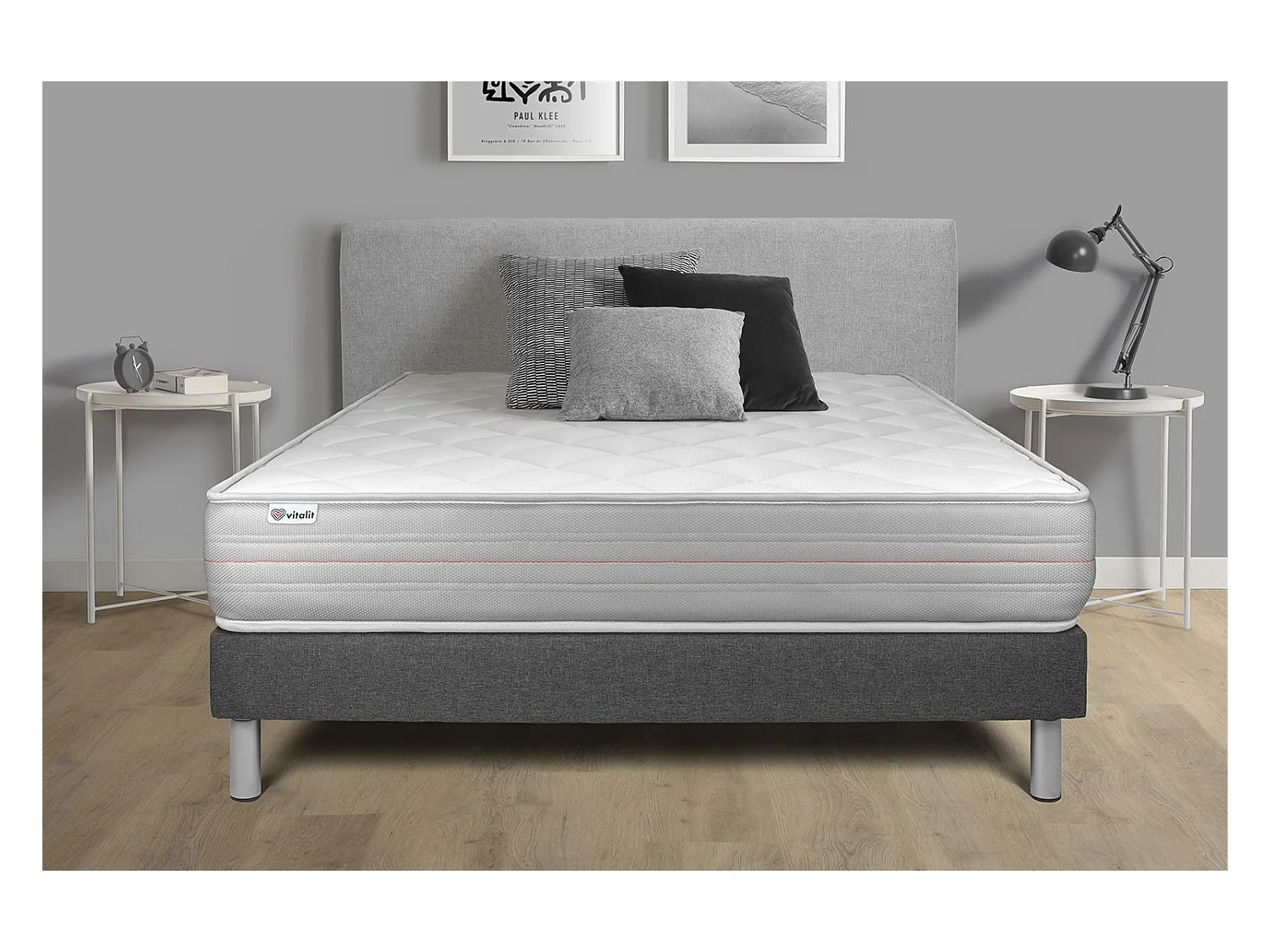 Matratzenset VITALMEMO 160 x 190 cm Bettrahmen Kit grau