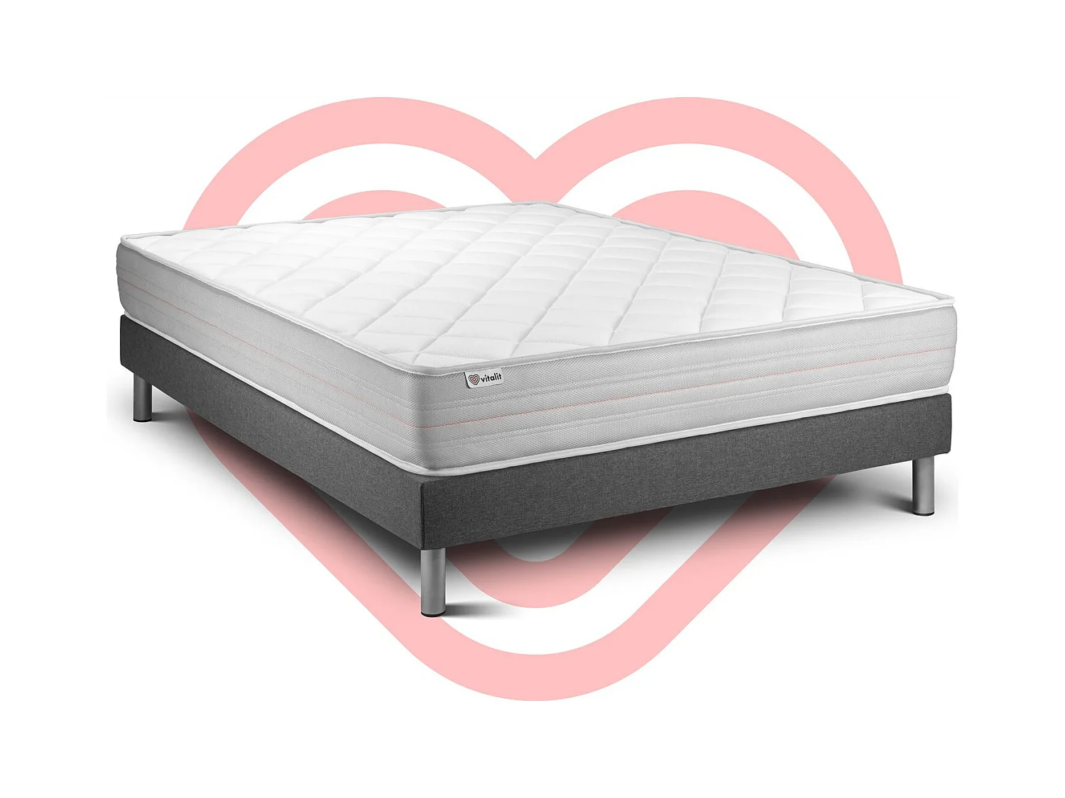 Matratzenset VITALMEMO 160 x 190 cm Bettrahmen Kit grau